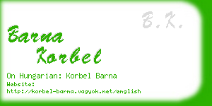 barna korbel business card